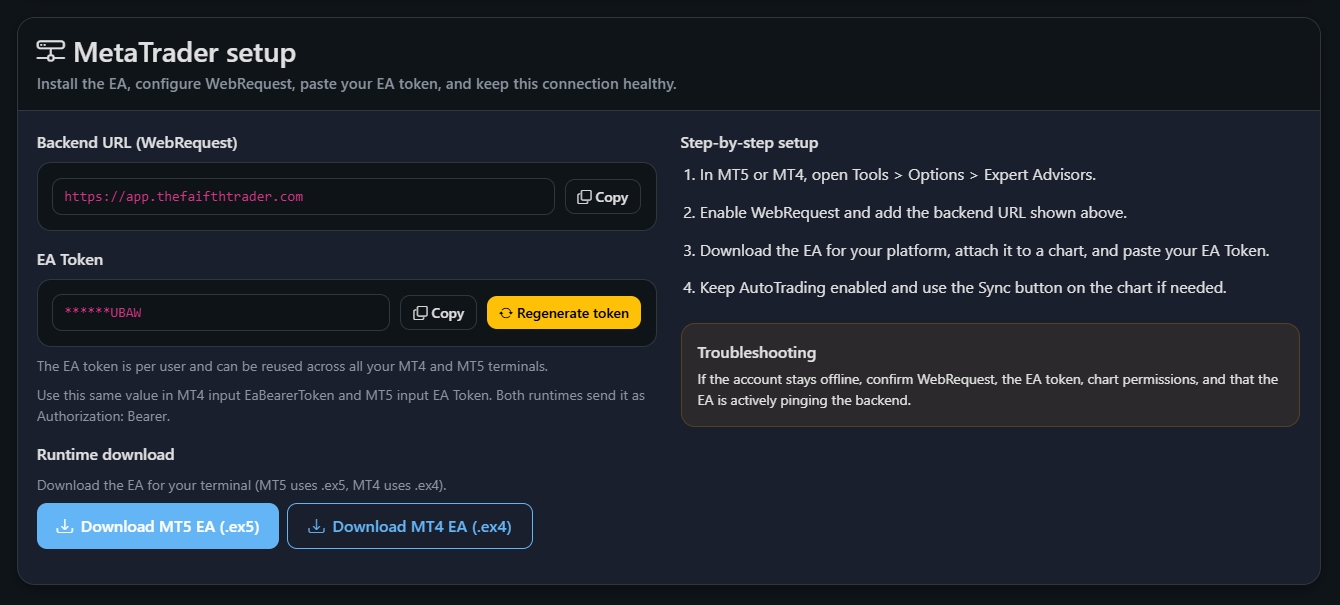 MetaTrader setup in The fAIfth Trader™