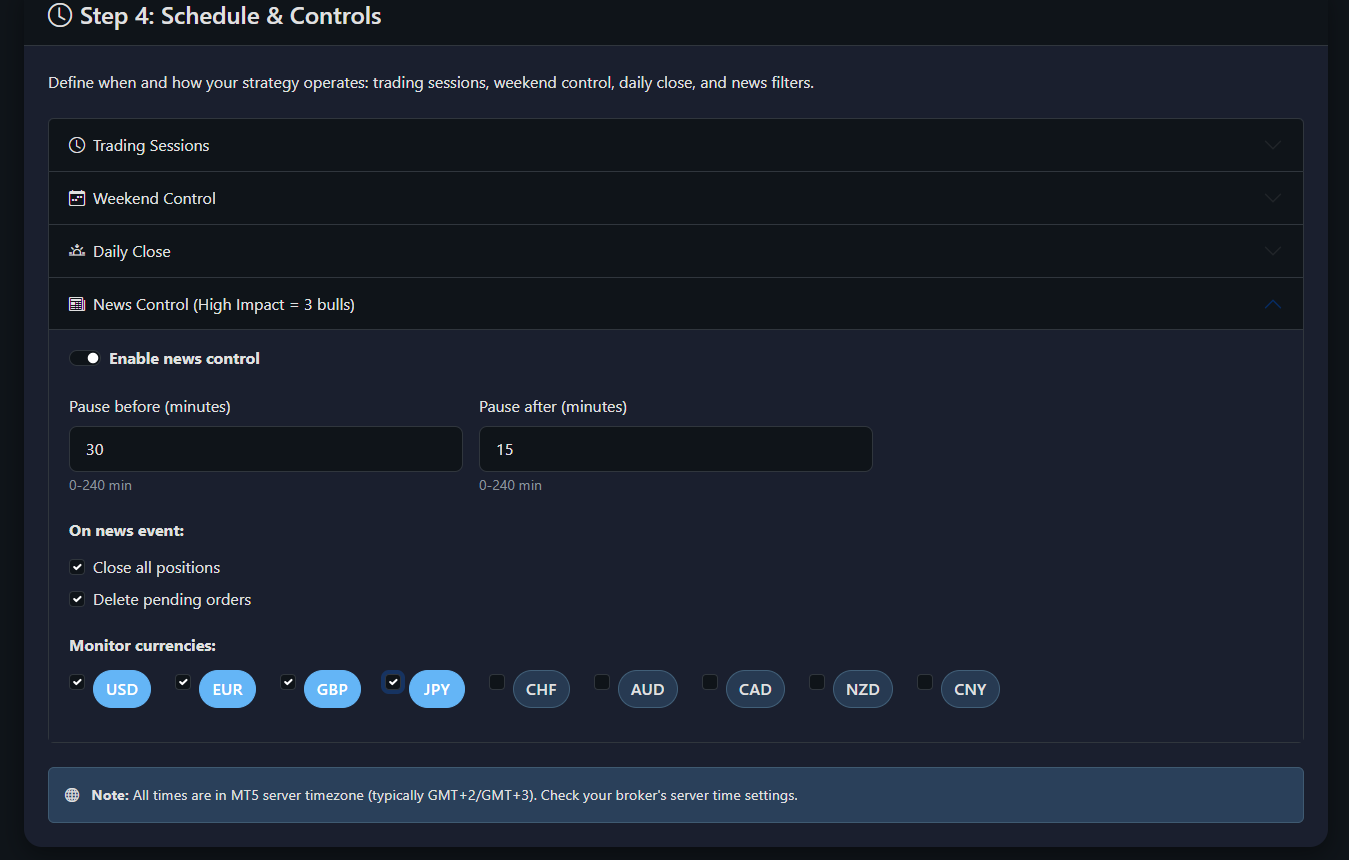 News control in The fAIfth Trader™